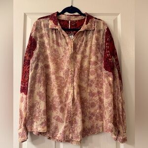 Free People Rosebud Paisley Print button Up Shirt.